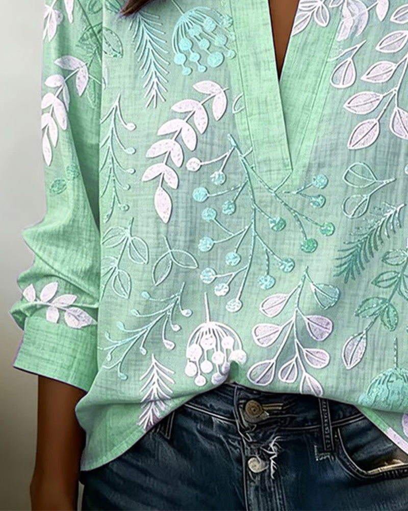 Eleni | Floral Print Blouse with High Neck