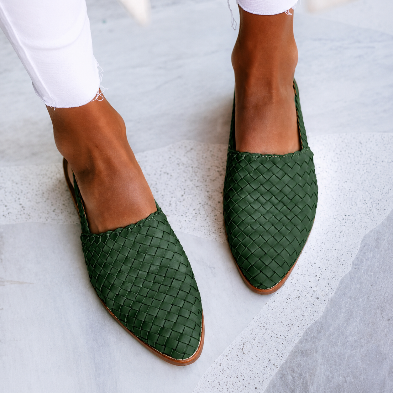Monica | Woven Slingback Flat Shoes
