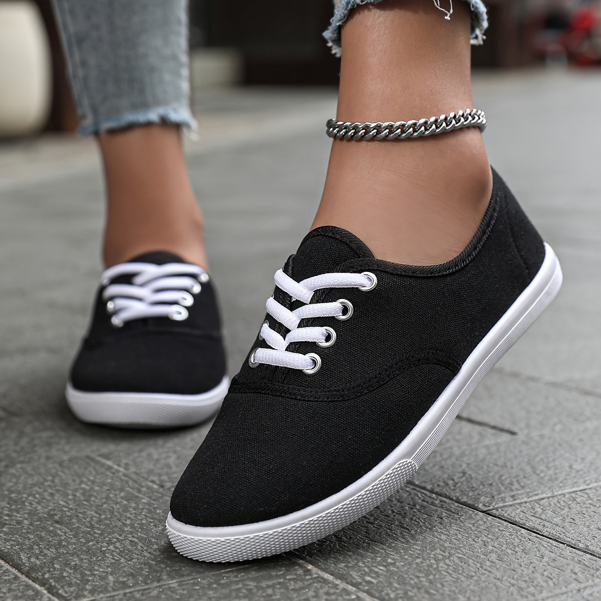 Demi | Classic Lace-Up Canvas Trainers