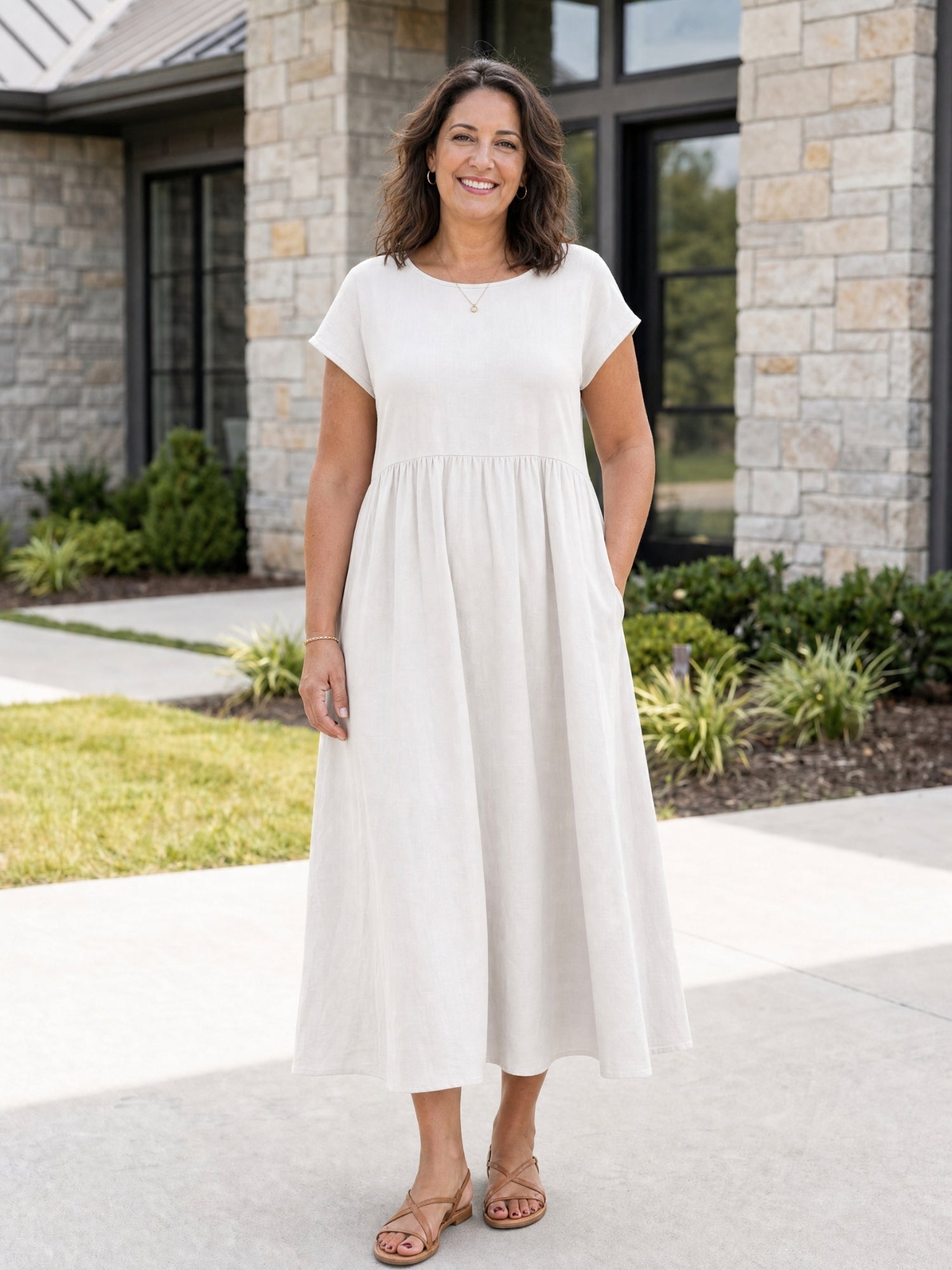 AOIFE | RELAXED MIDI DRESS WITH POCKETS