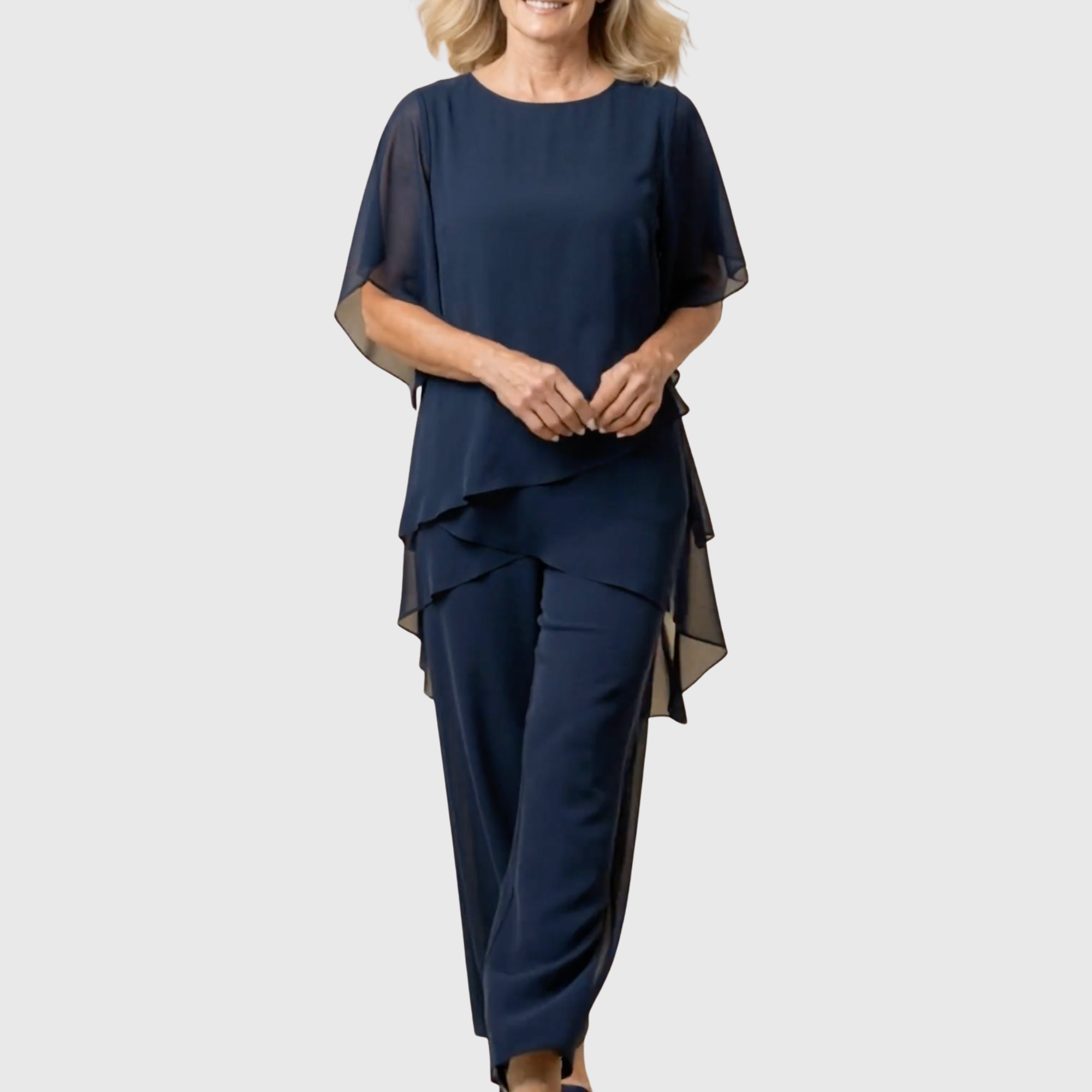 Susan | Draped Chiffon Top & Palazzo Trouser Set