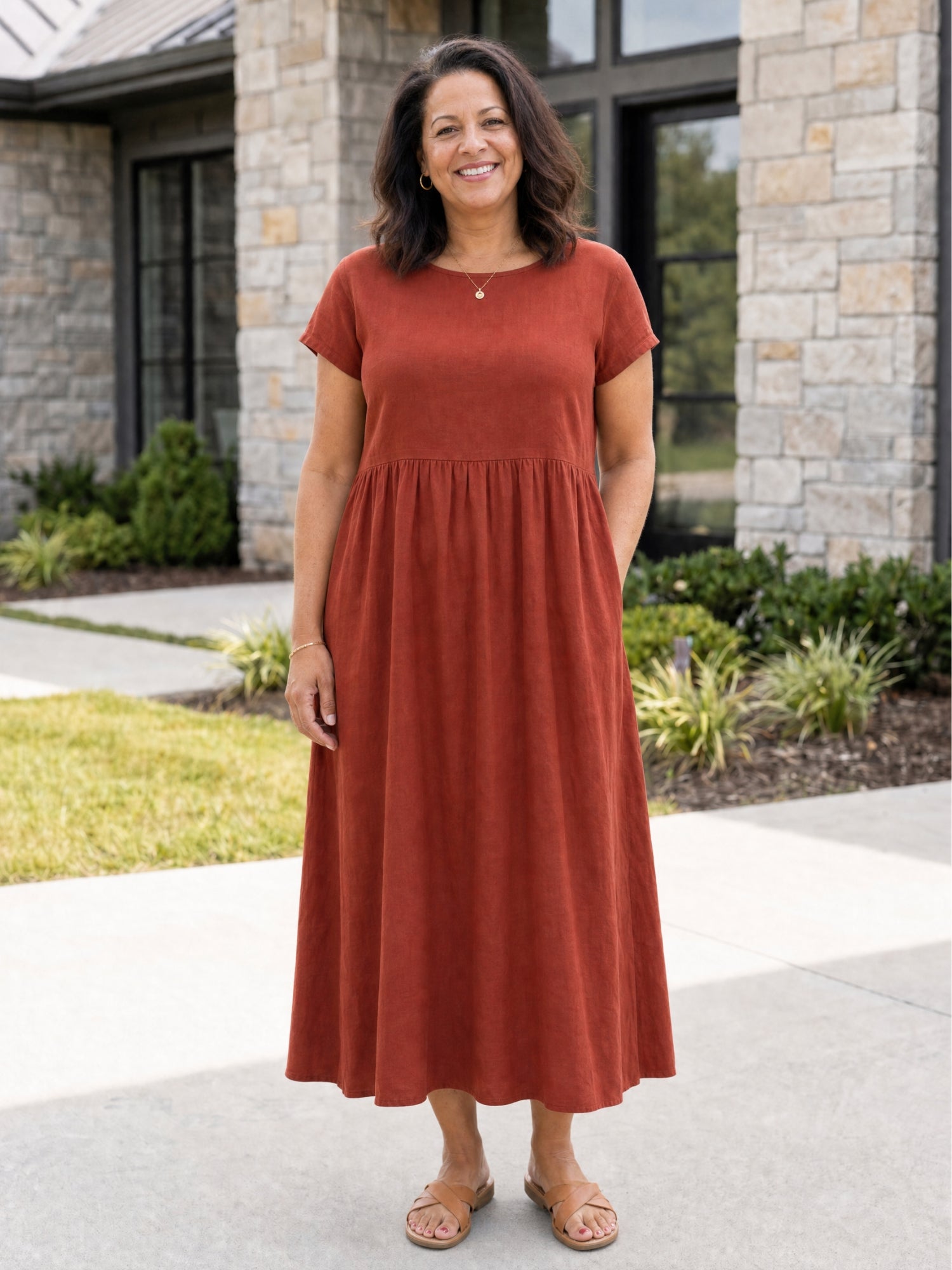 AOIFE | RELAXED MIDI DRESS WITH POCKETS