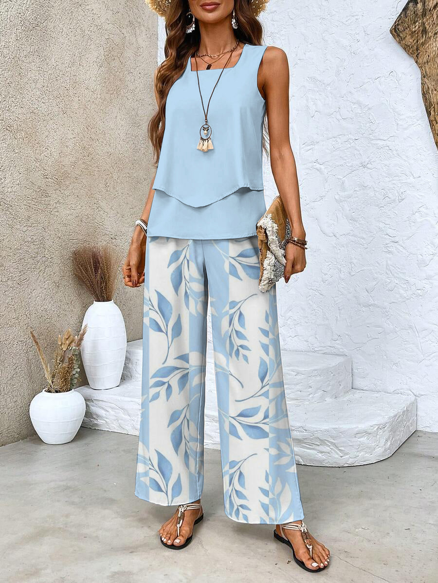 Averie | Layered Top & Wide-Leg Trousers Set