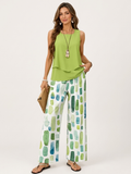 Lizzy | Layered Top & Printed Wide-Leg Trouser Set