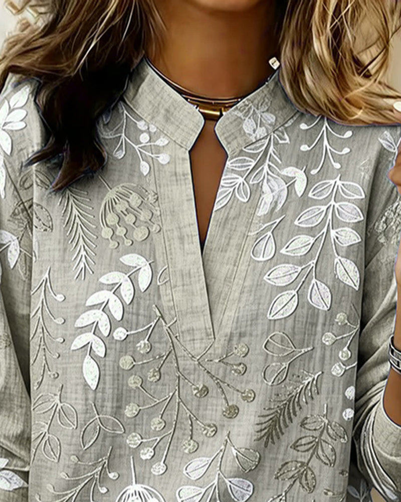 Eleni | Floral Print Blouse with High Neck