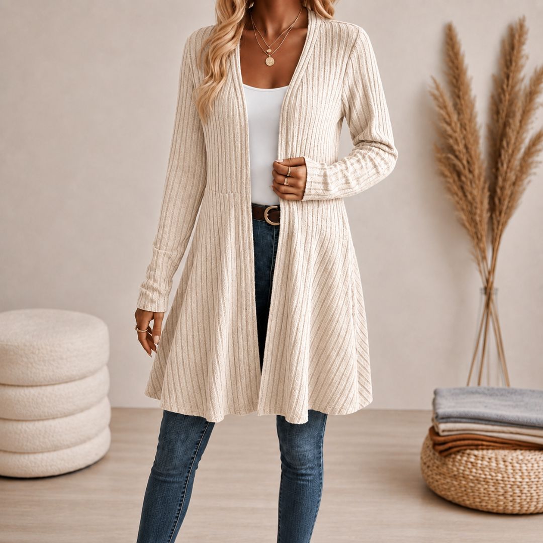 ELEANOR | RIBBED OPEN-FRONT CARDIGAN
