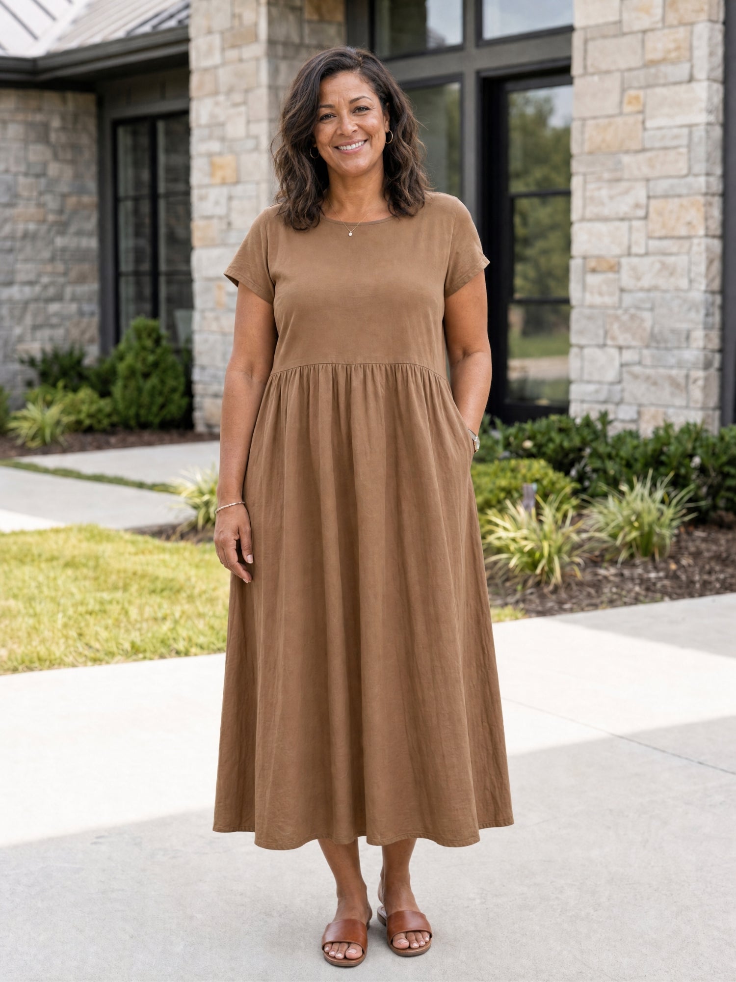 AOIFE | RELAXED MIDI DRESS WITH POCKETS