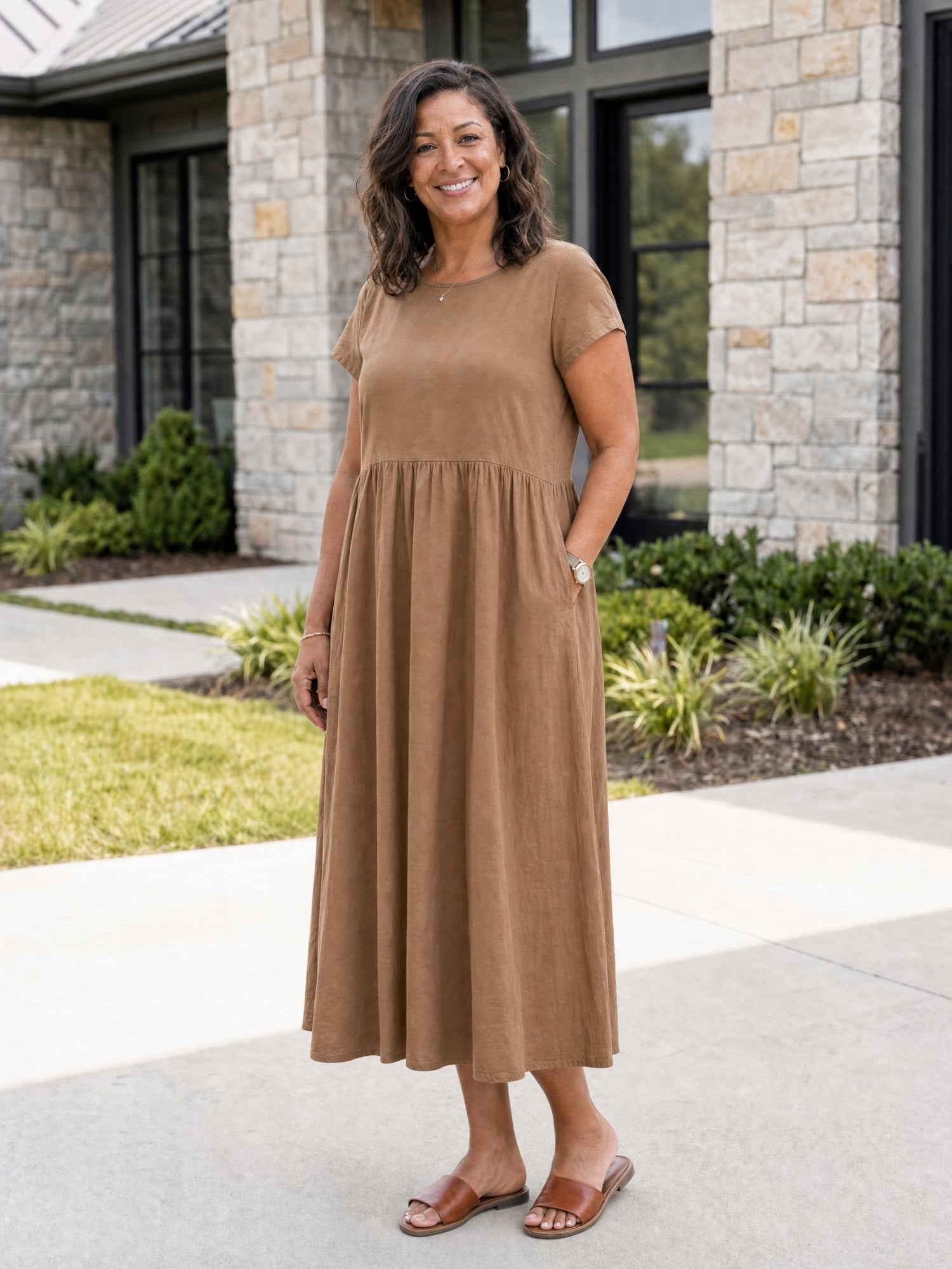 AOIFE | RELAXED MIDI DRESS WITH POCKETS