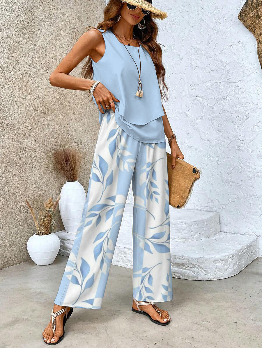 Averie | Layered Top & Wide-Leg Trousers Set