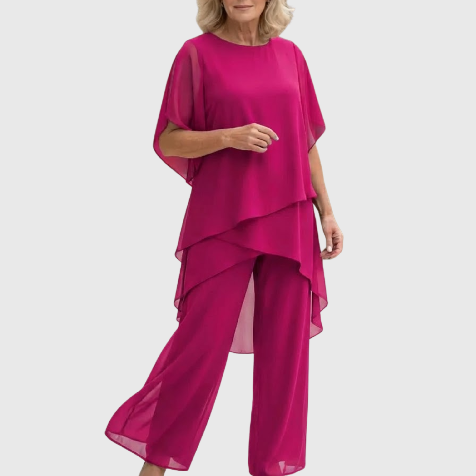 Susan | Draped Chiffon Top & Palazzo Trouser Set