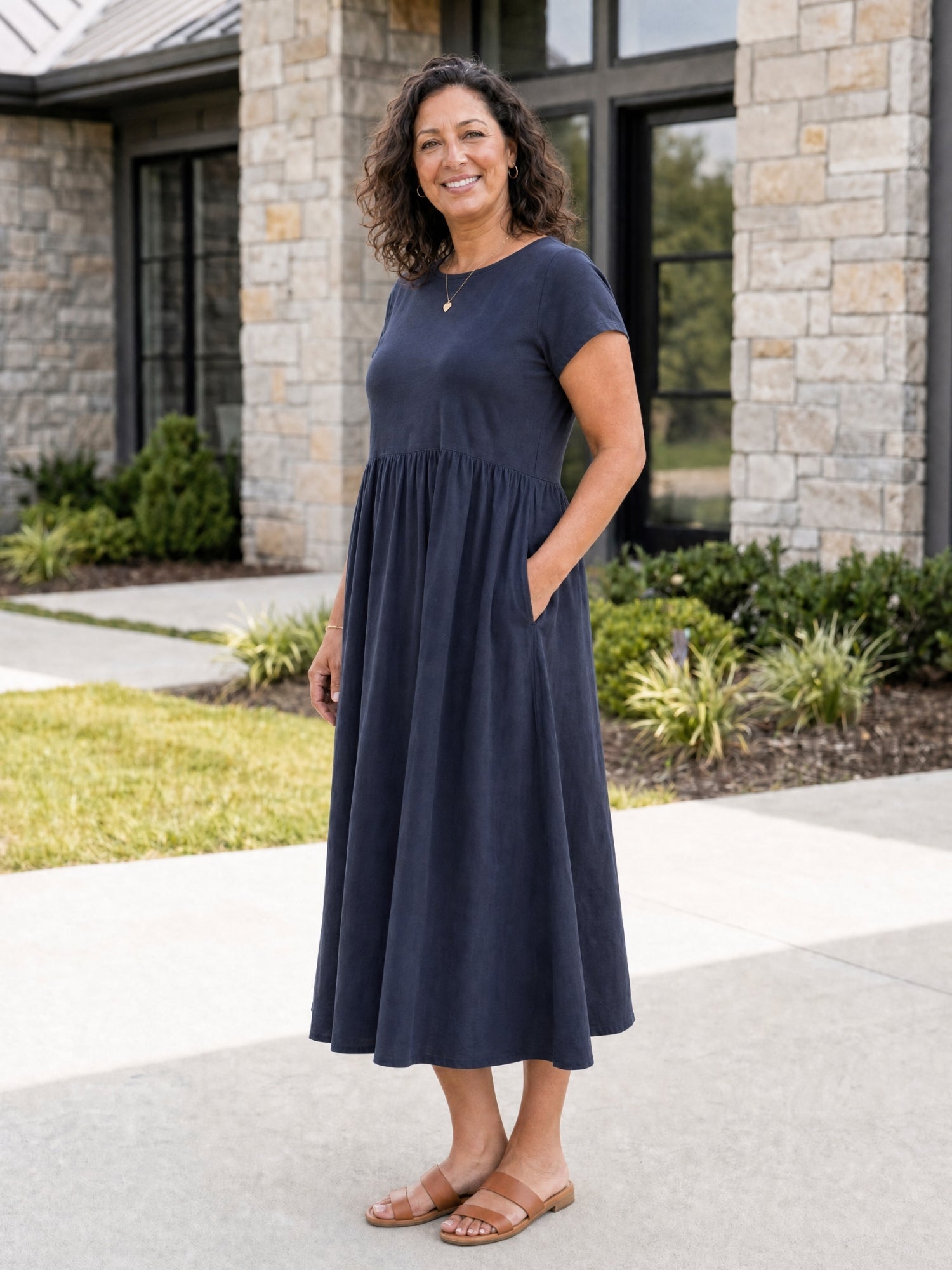 AOIFE | RELAXED MIDI DRESS WITH POCKETS