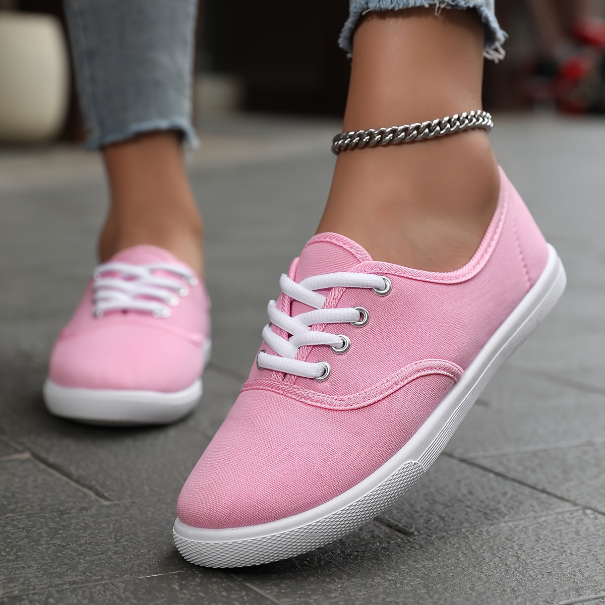 Demi | Classic Lace-Up Canvas Trainers