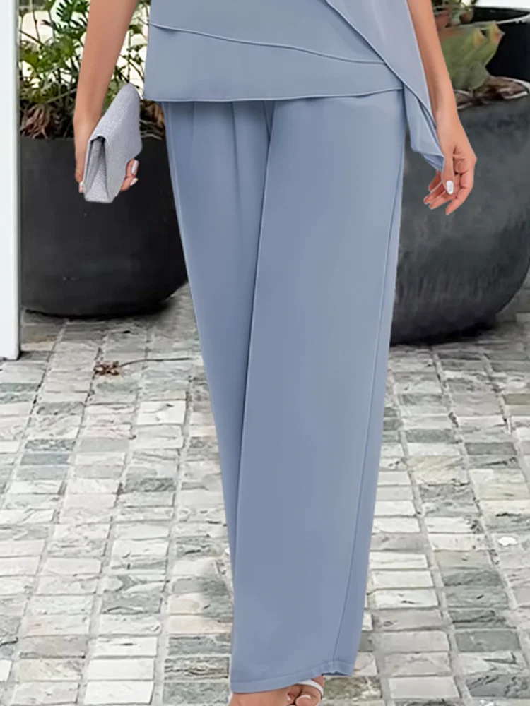 Seren | Chiffon Layered Top & Straight Trousers Set