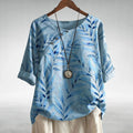 Talia | Leaf Print Button-Detail Top