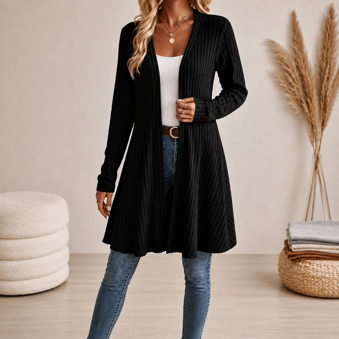 ELEANOR | RIBBED OPEN-FRONT CARDIGAN