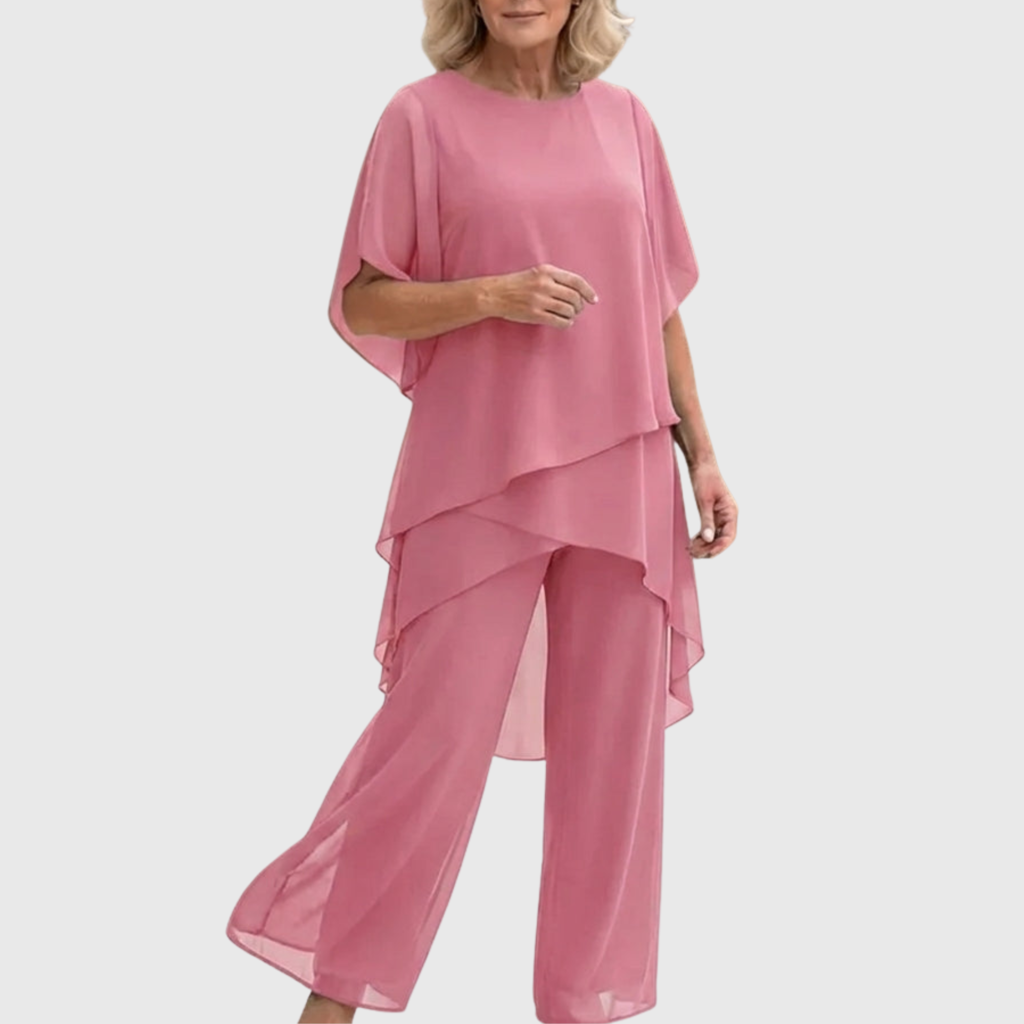 Susan | Draped Chiffon Top & Palazzo Trouser Set
