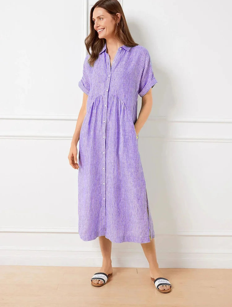 Wendy | Striped Button-Down Midi Shirt Dress
