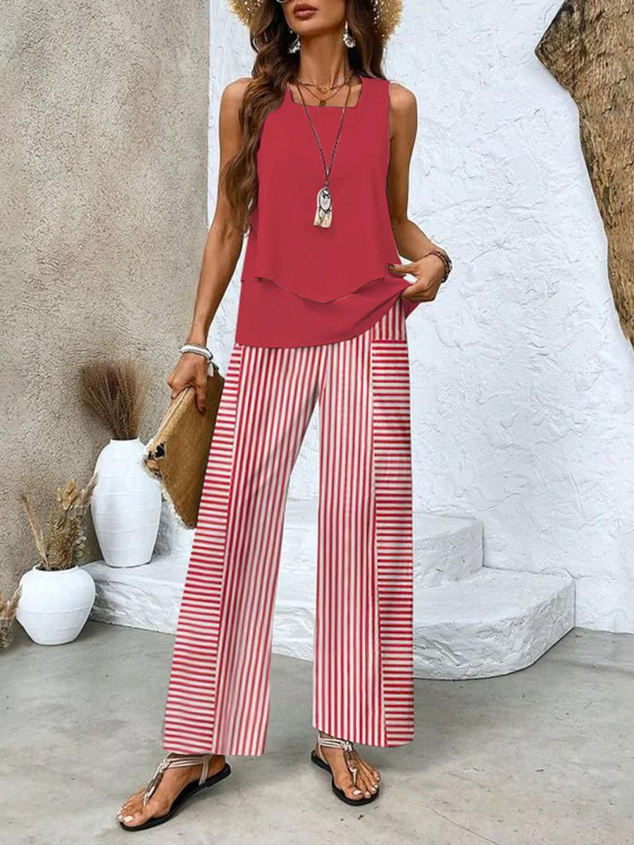 Averie | Layered Top & Wide-Leg Trousers Set