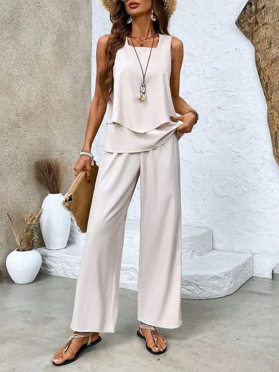 Averie | Layered Top & Wide-Leg Trousers Set