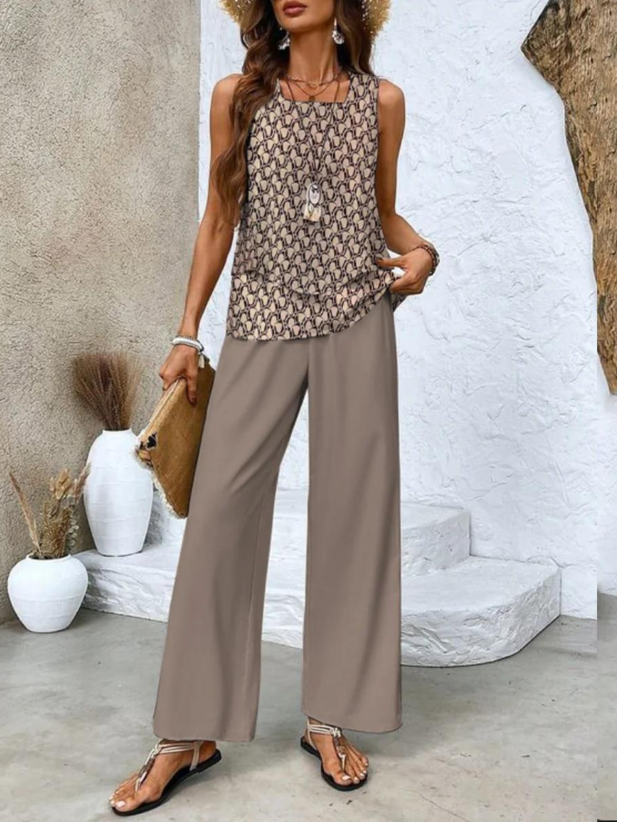 Averie | Layered Top & Wide-Leg Trousers Set