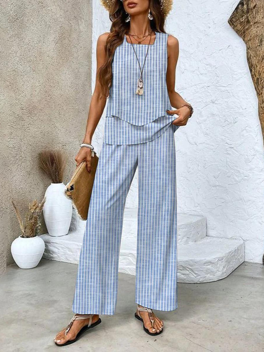 Averie | Layered Top & Wide-Leg Trousers Set