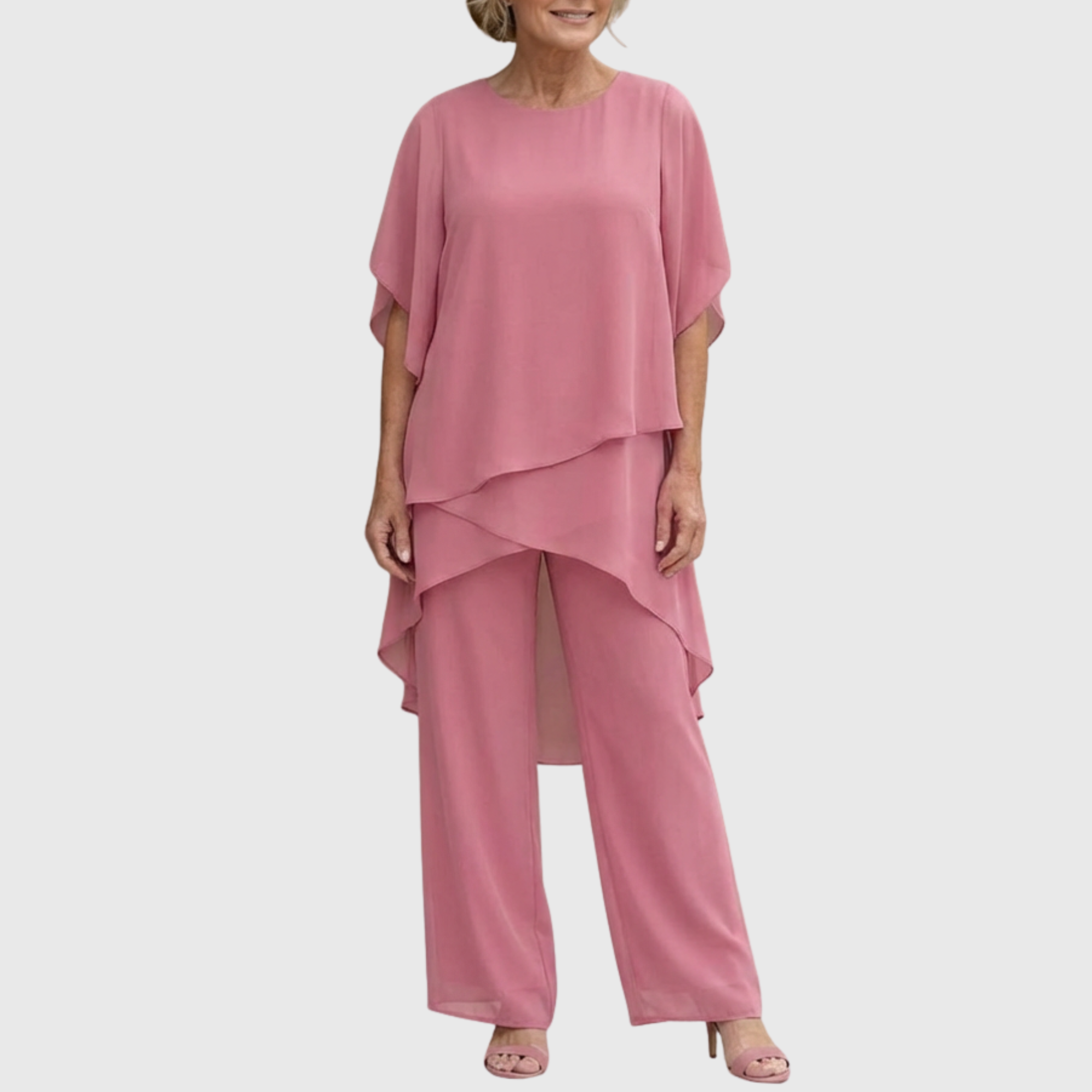 Susan | Draped Chiffon Top & Palazzo Trouser Set