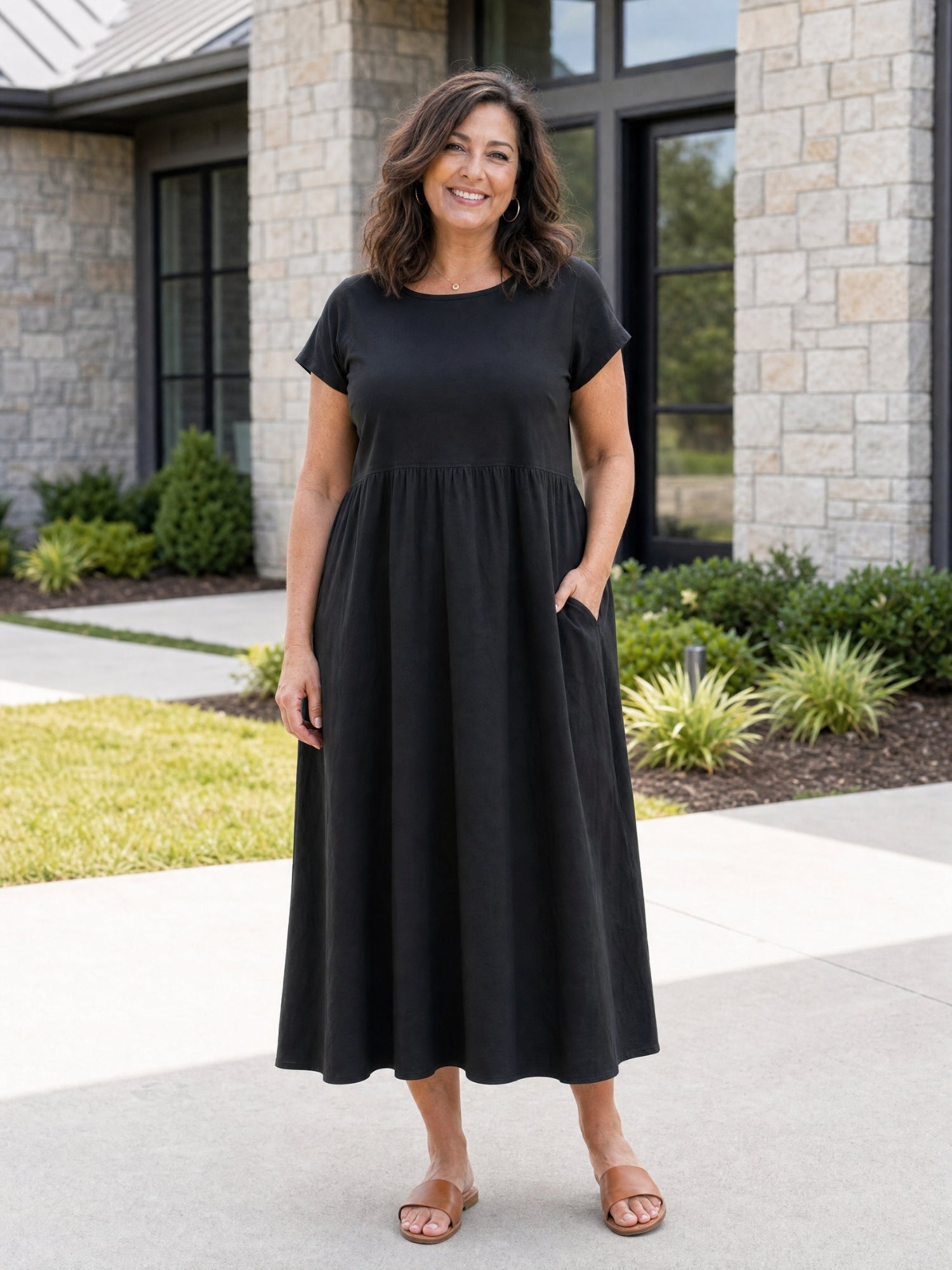 AOIFE | RELAXED MIDI DRESS WITH POCKETS