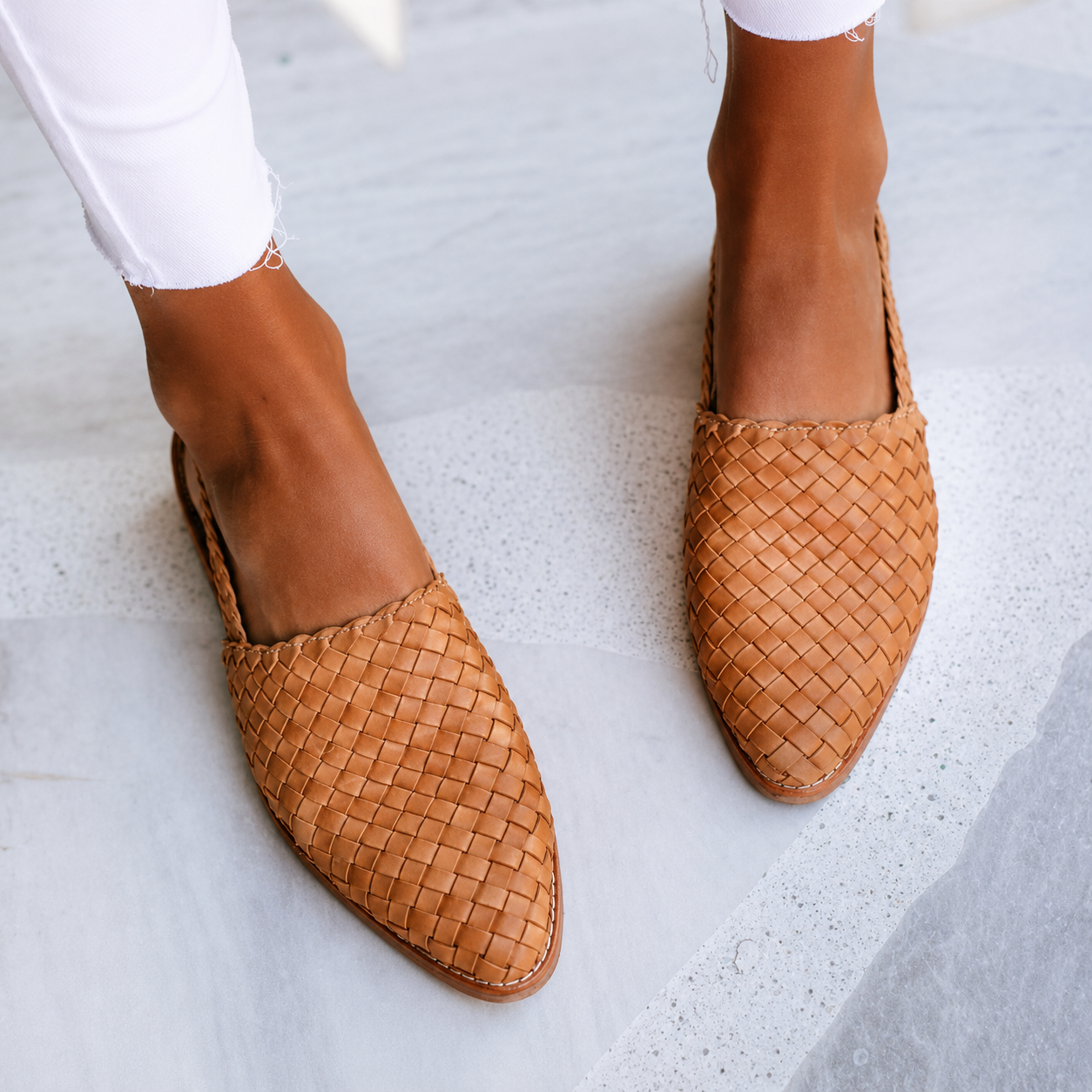 Monica | Woven Slingback Flat Shoes