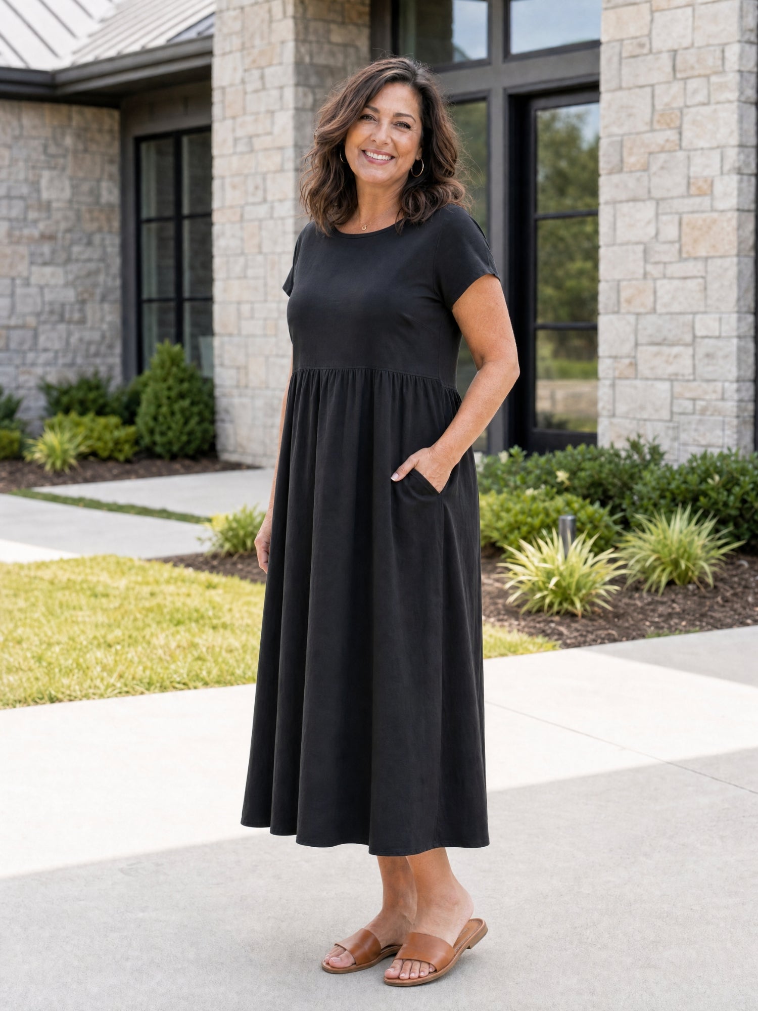 AOIFE | RELAXED MIDI DRESS WITH POCKETS