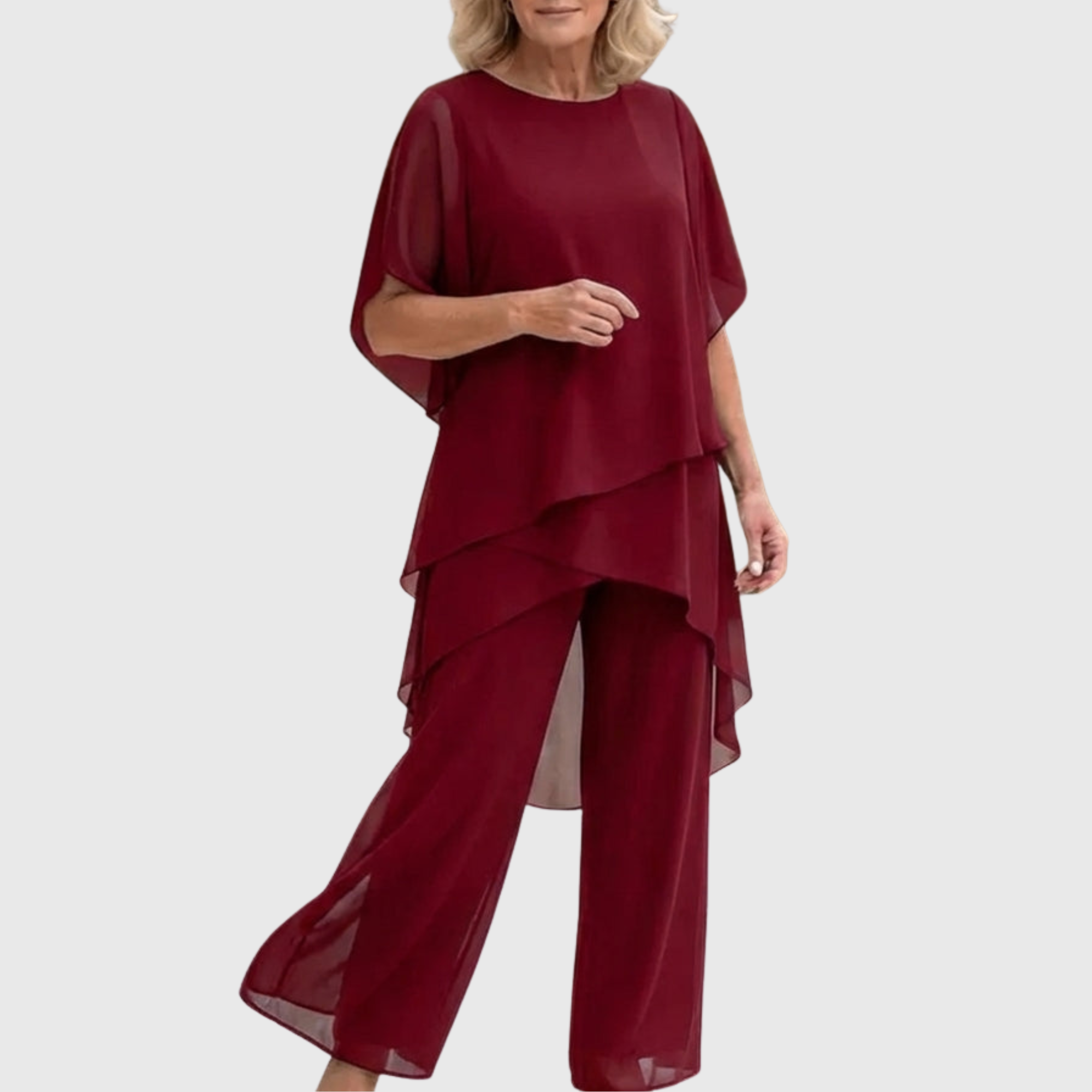 Susan | Draped Chiffon Top & Palazzo Trouser Set
