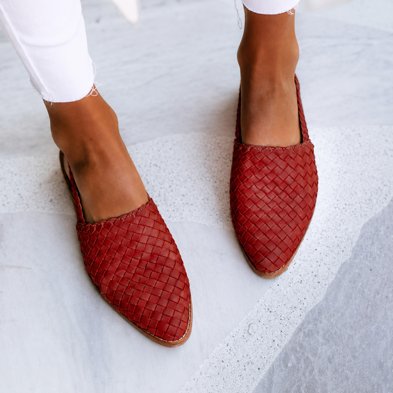 Monica | Woven Slingback Flat Shoes