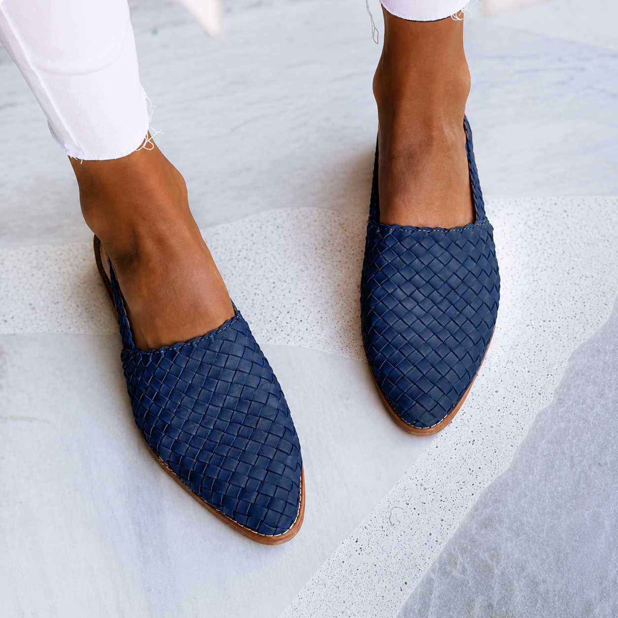 Monica | Woven Slingback Flat Shoes