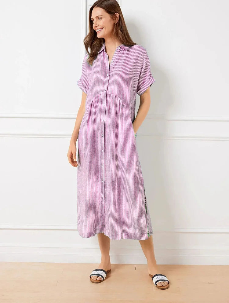 Wendy | Striped Button-Down Midi Shirt Dress