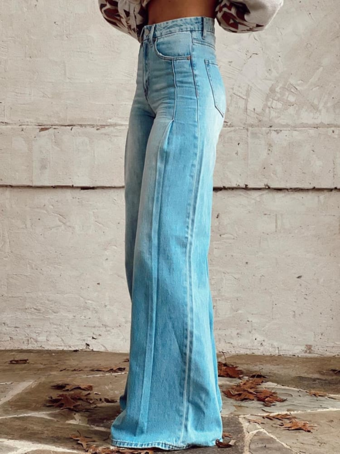 Léa | Retro Chevron Print High-Waist Wide-Leg Jeans