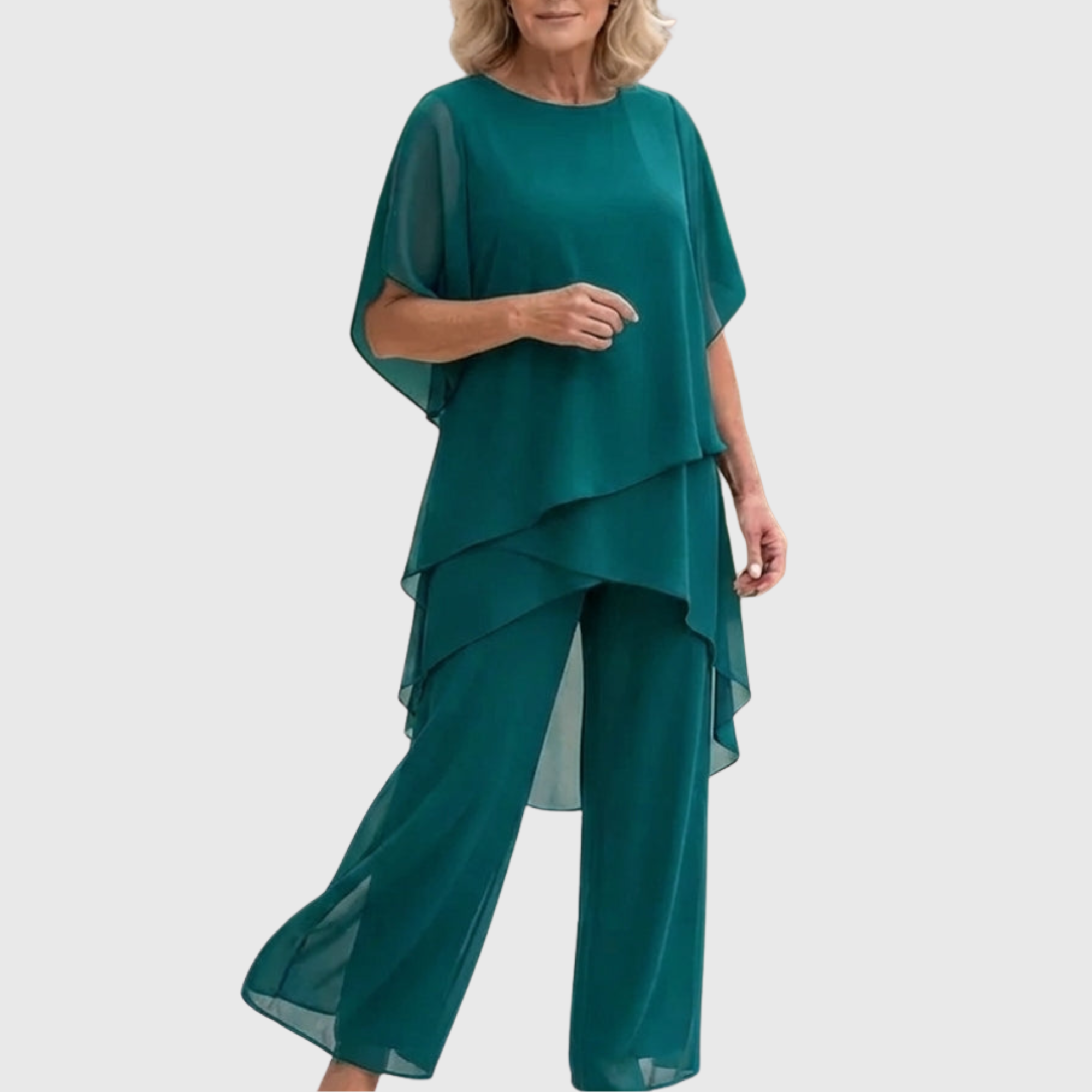 Susan | Draped Chiffon Top & Palazzo Trouser Set