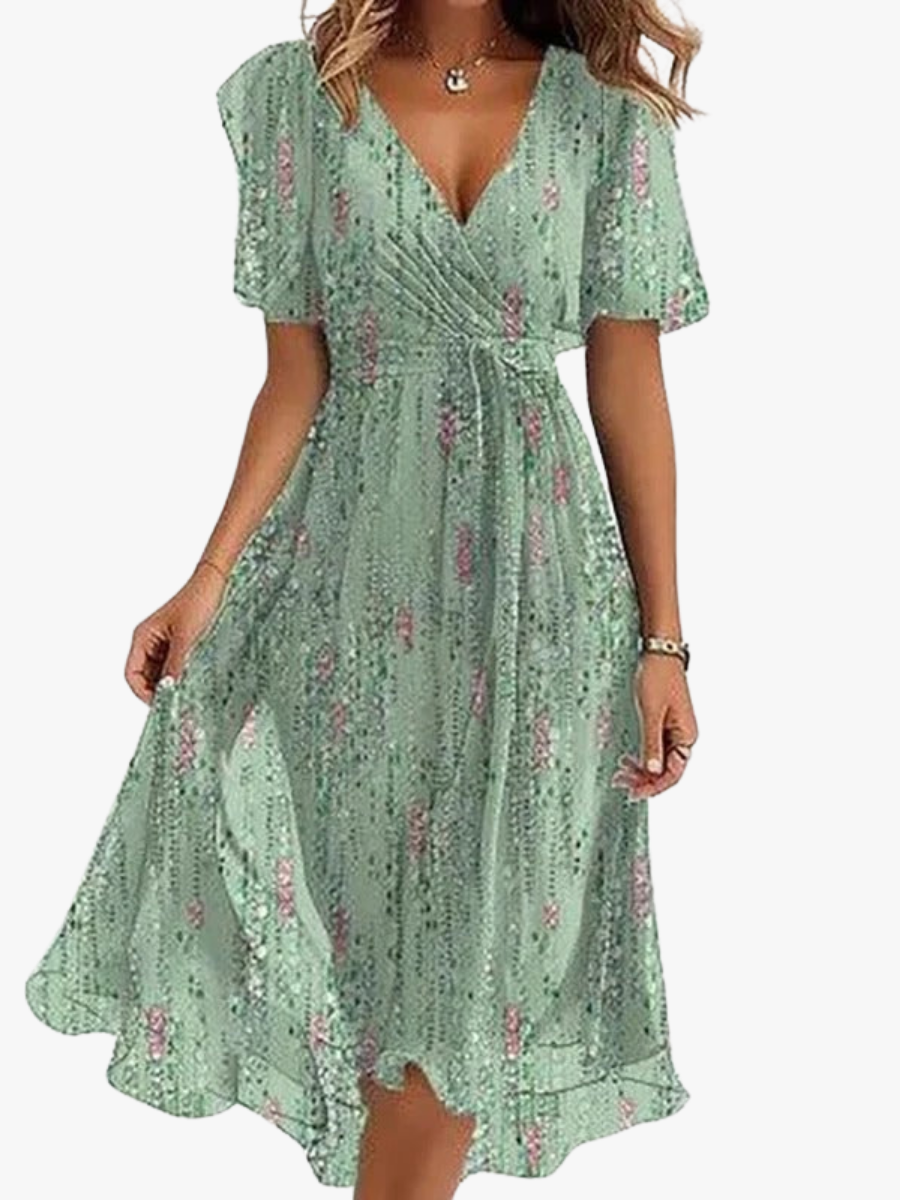 Sylvie | Ruffle Sleeve Wrap Midi Dress