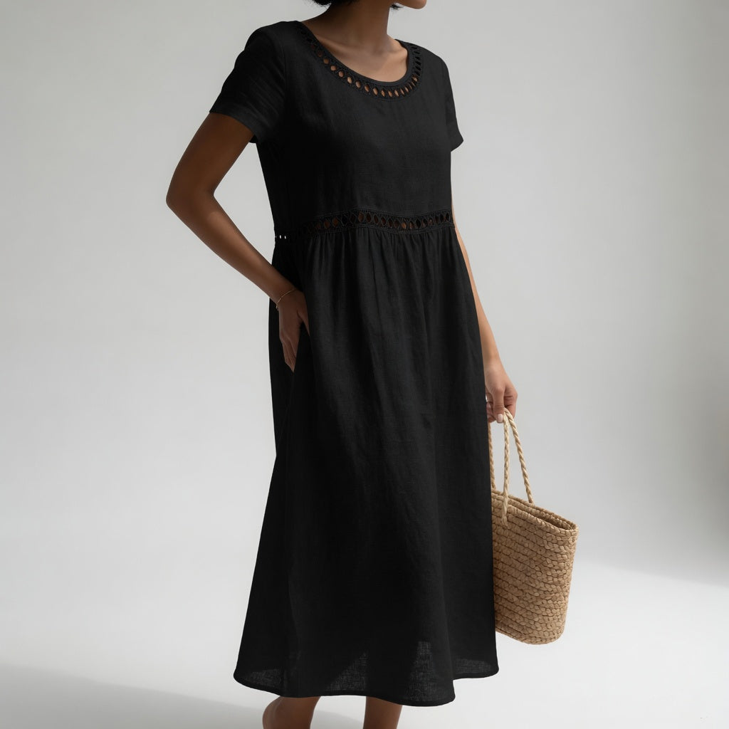 Livia | Embroidered linen midi dress