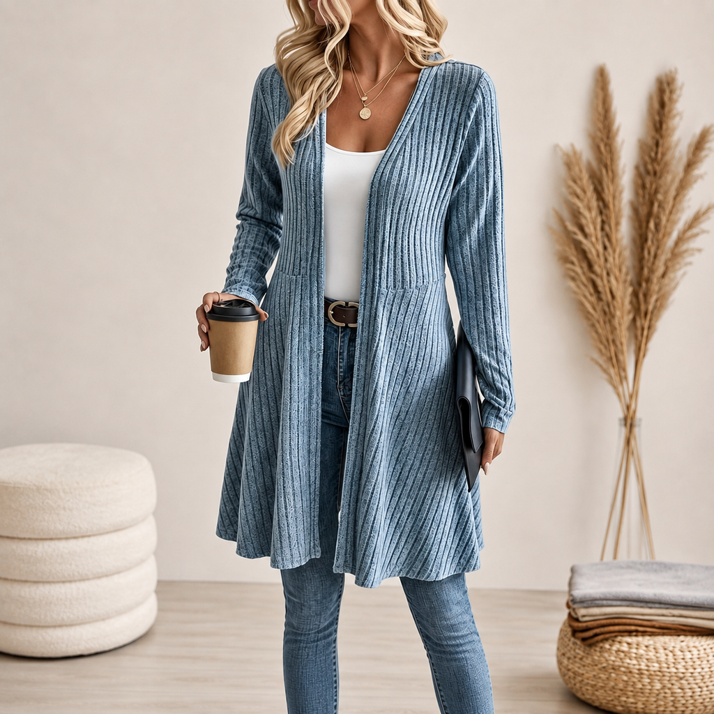 ELEANOR | RIBBED OPEN-FRONT CARDIGAN