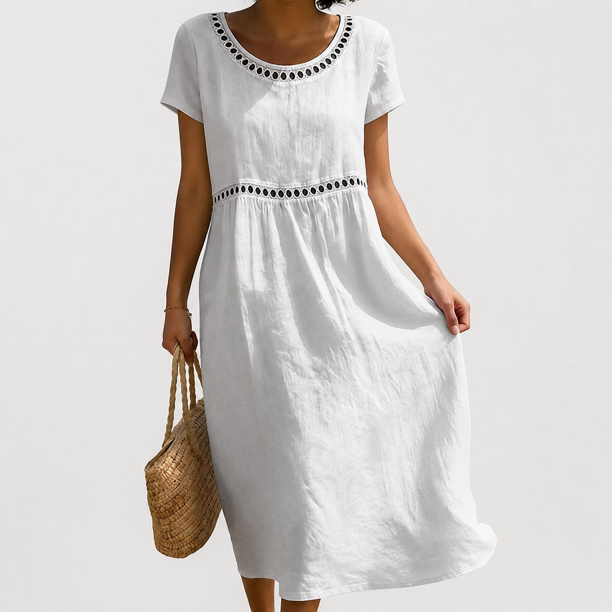 Livia | Embroidered linen midi dress