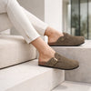 Suede Buckle Clogs | Adjustable Strap & Comfort Footbed