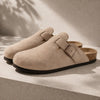 Suede Buckle Clogs | Adjustable Strap & Comfort Footbed