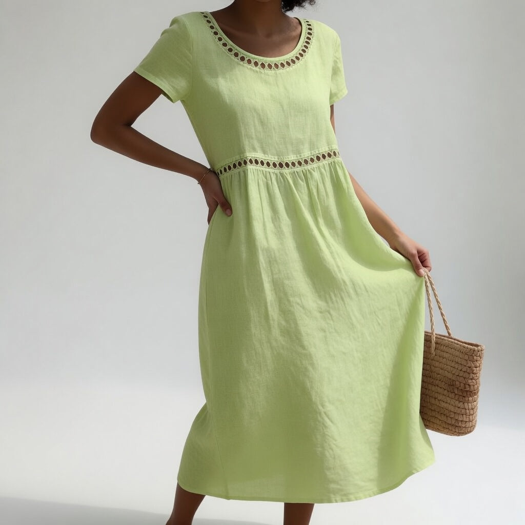 Livia | Embroidered linen midi dress