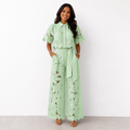 Isabella | Lace Crop Shirt & Tie-Waist Trousers Set