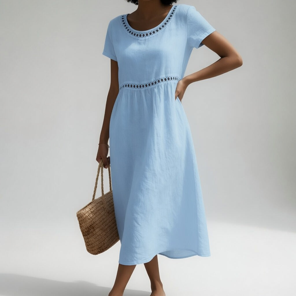 Livia | Embroidered linen midi dress