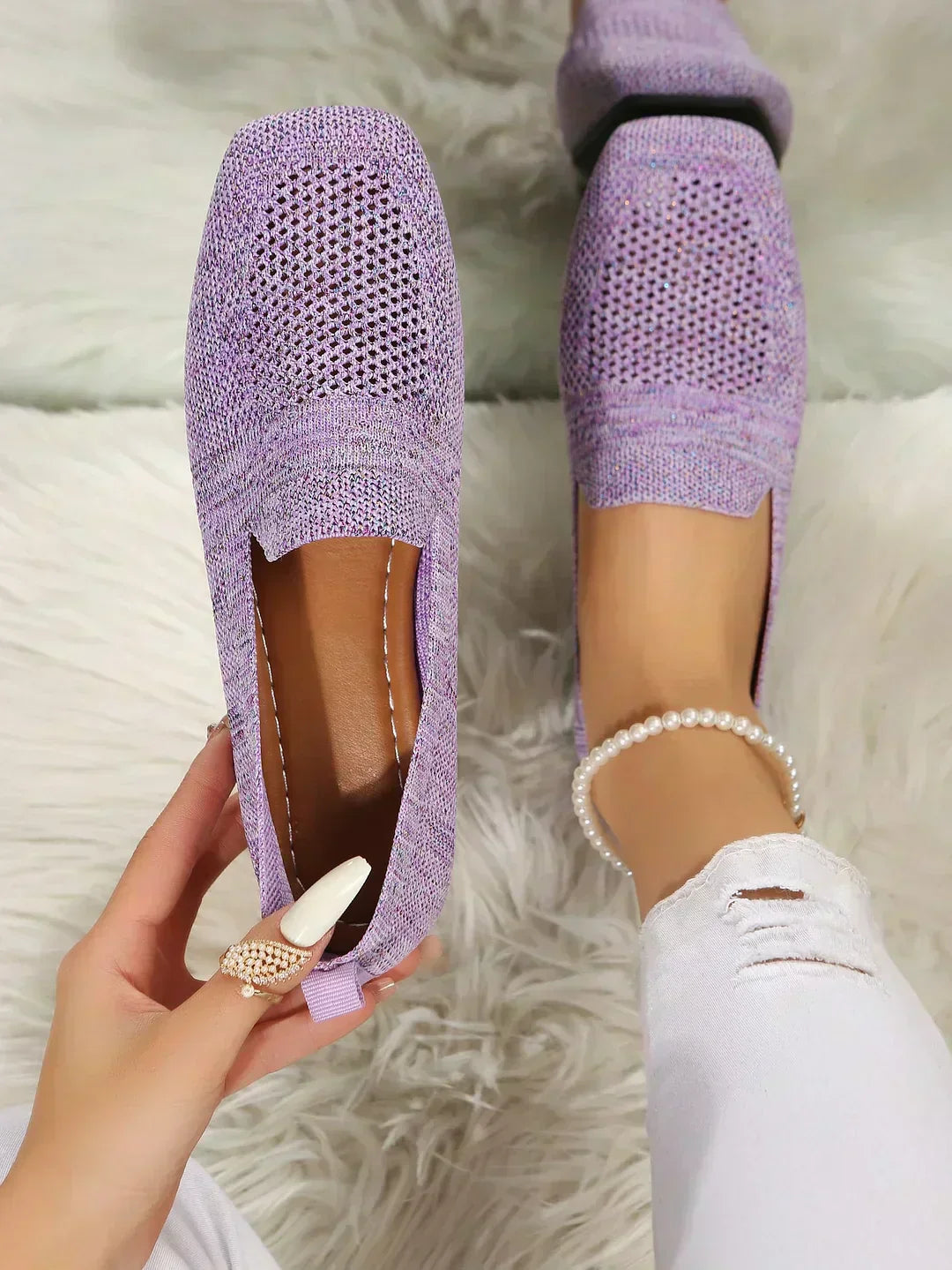 Mary | Breathable Knit Slip-On Flats