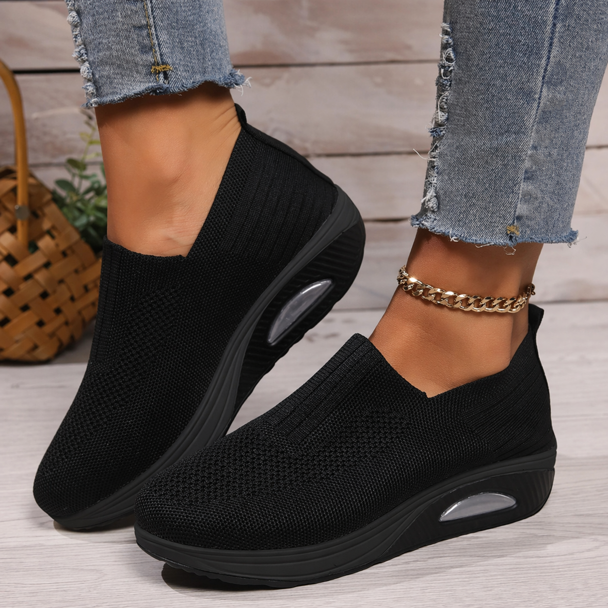 Wren | Knit Slip-On Platform Trainers