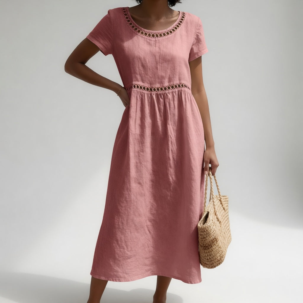 Livia | Embroidered linen midi dress