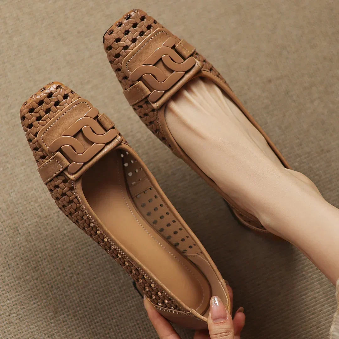 NIAMH | WOVEN SQUARE-TOE HEELS