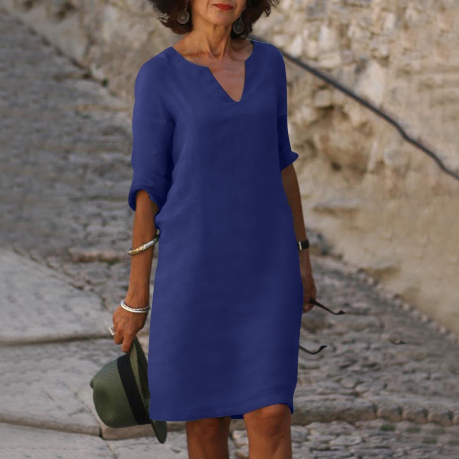 Cassie | Notch Neck Half-Sleeve Shift Dress