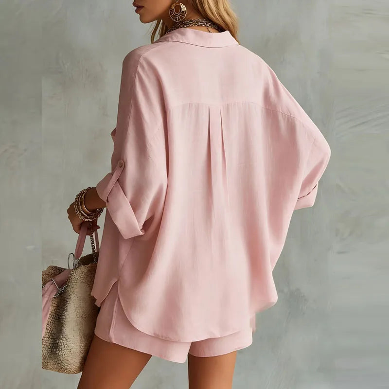 Orlinda | Summer Linen Oversized Shirt & Shorts Set
